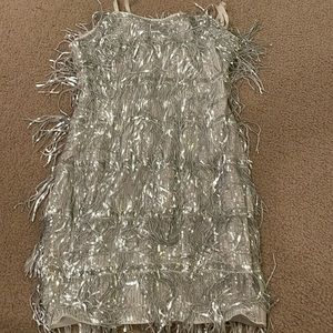 silver fringe dress
